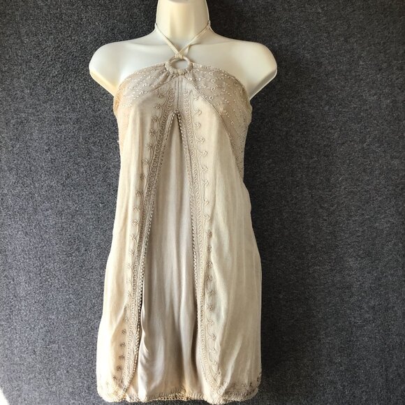 EARTHBOUND Tops - Earthbound Trading Shirred Back Embroidered Bohemian Halter Tunic Top Sz XL